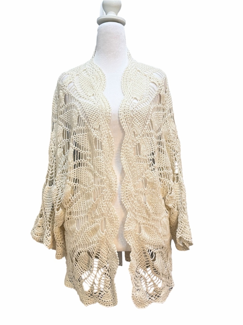 Volcom Cream Open-Weave Crochet Cardigan/Coverup